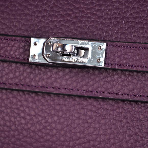 AAA Hermes Kelly 26 CM Shoulder Bag Clemence Purple 60699 On Sale